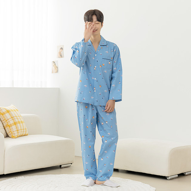 [PMS2073] 남성 애니멀팜 순면 잠옷 세트